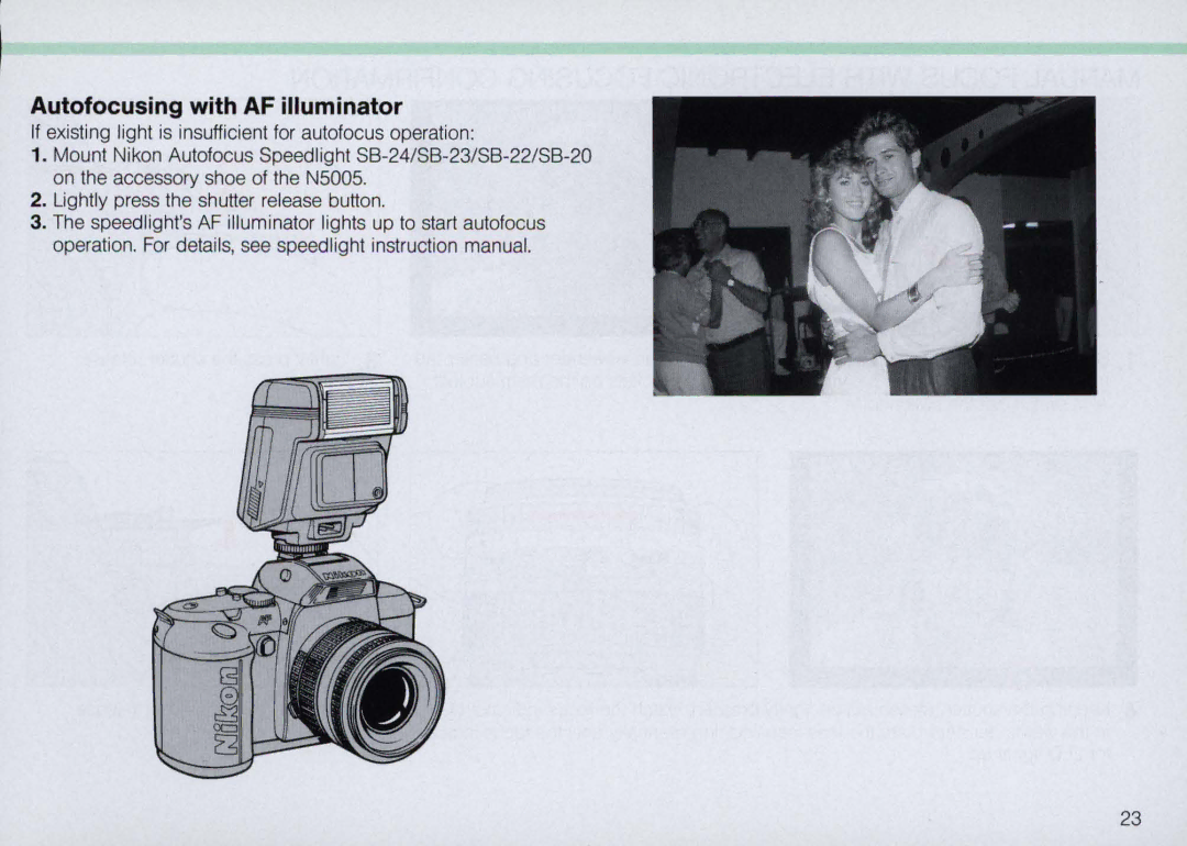 Nikon N5005 instruction manual Autofocusing with AF illuminator 