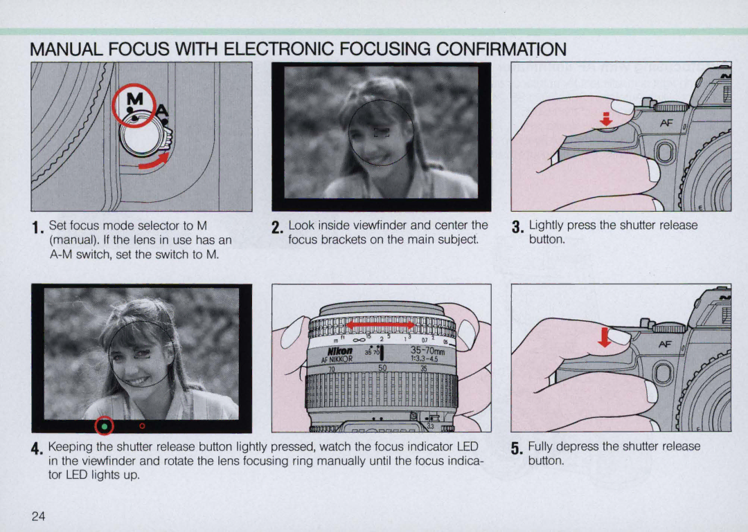 Nikon N5005 instruction manual Manual Focus with Electronic Focusing Confirmation, §\il 