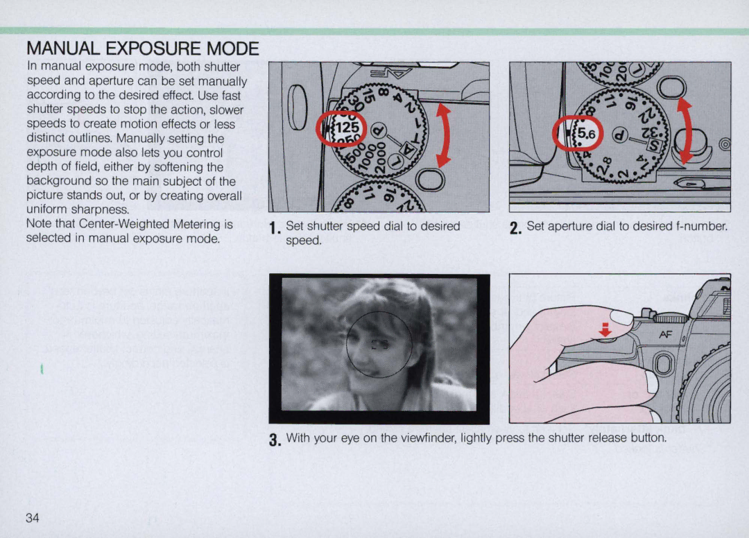 Nikon N5005 instruction manual Manual Exposure Mode 