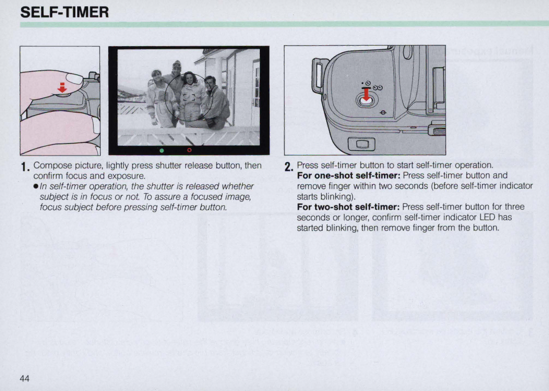 Nikon N5005 instruction manual Self-Timer, Focus subject before pressing self-timer button 