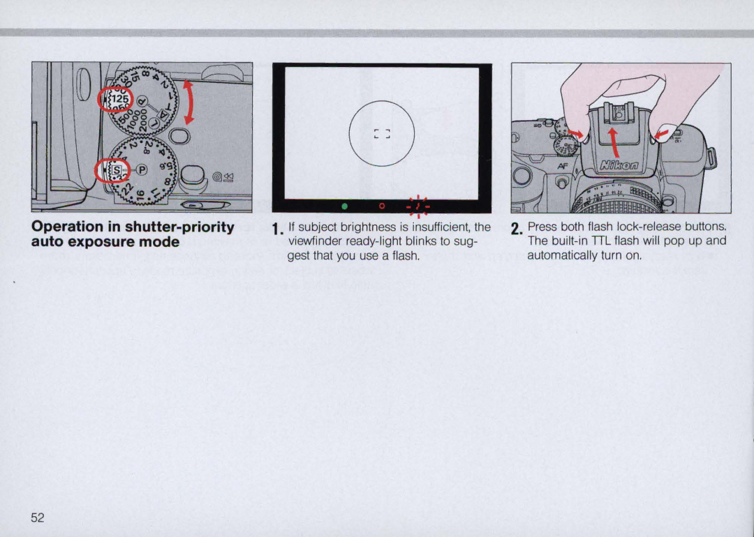 Nikon N5005 instruction manual Operation in shutter-priority auto exposure mode 