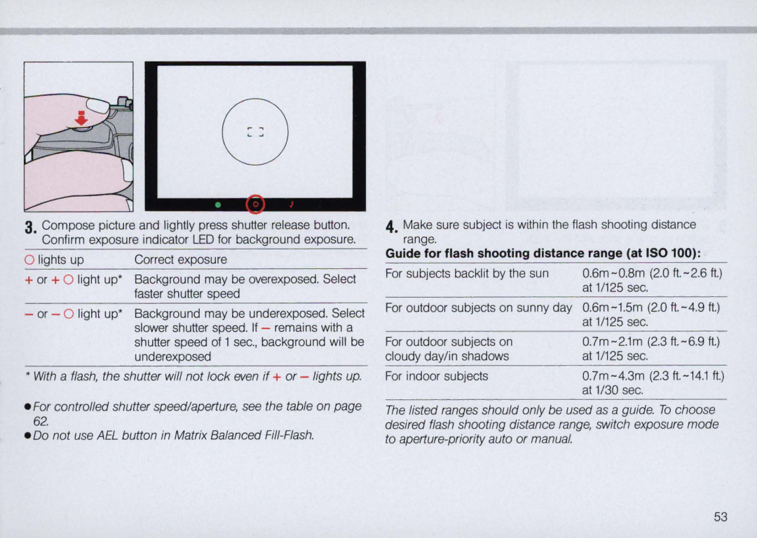 Nikon N5005 instruction manual For indoor subjects 7m-4.3m 2.3 ft.-14.1 ft At 1/30 sec 