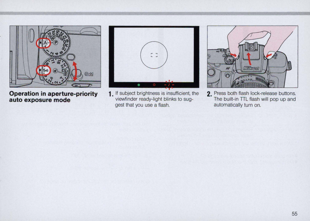 Nikon N5005 instruction manual Operation in aperture-priority, Auto exposure mode 