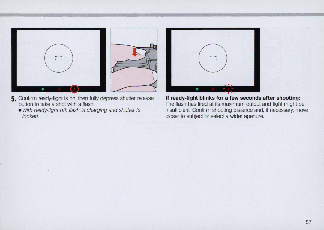 Nikon N5005 instruction manual With ready-light off, flash is charging and shutter is 