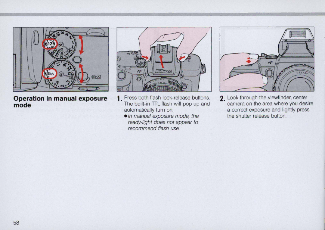 Nikon N5005 instruction manual Operation in manual exposure mode 