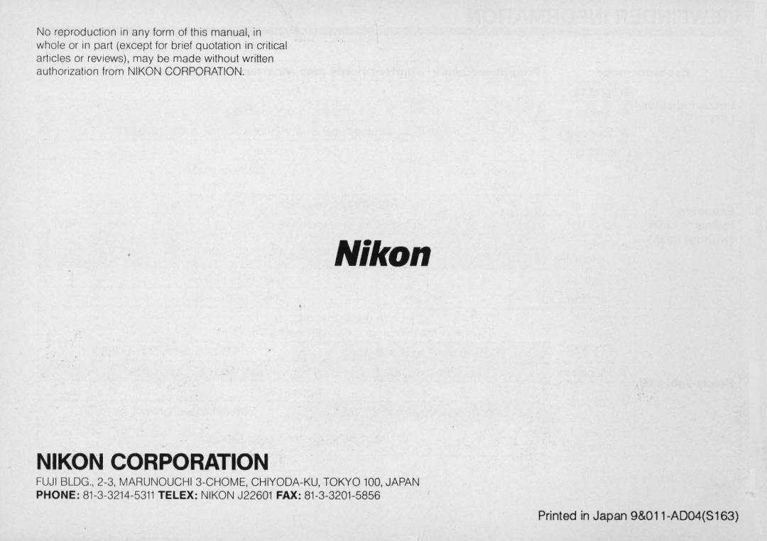 Nikon N5005 instruction manual Nikon Corporation 