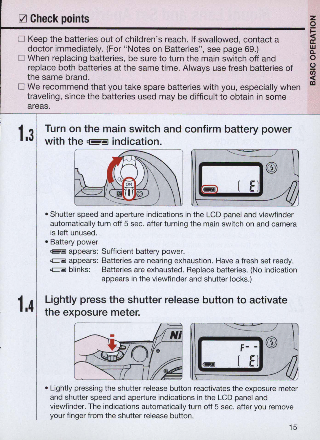 Nikon N60 instruction manual =.....Ll1I, IZI Check points 