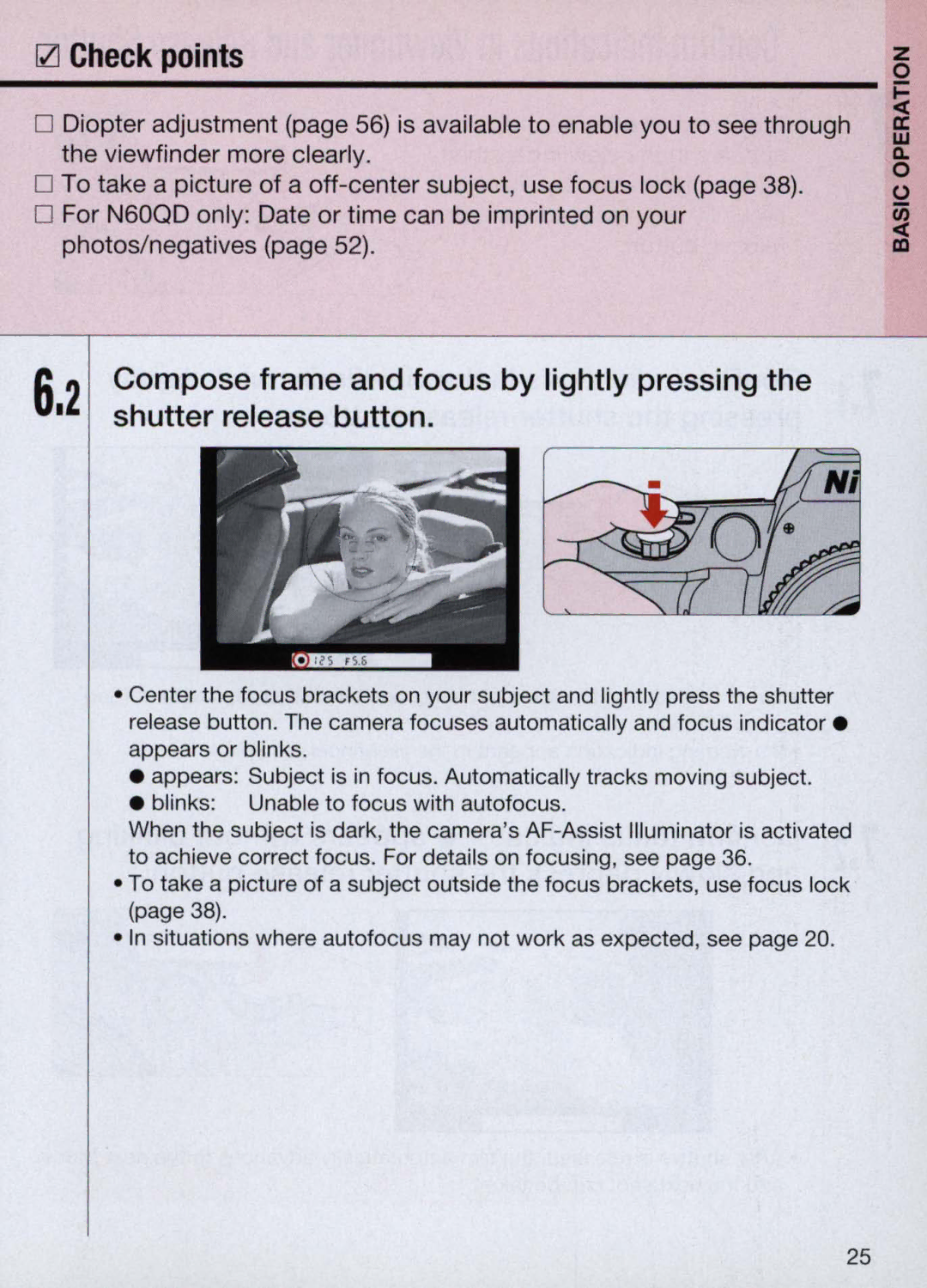 Nikon N60 instruction manual IZl Check pOints 