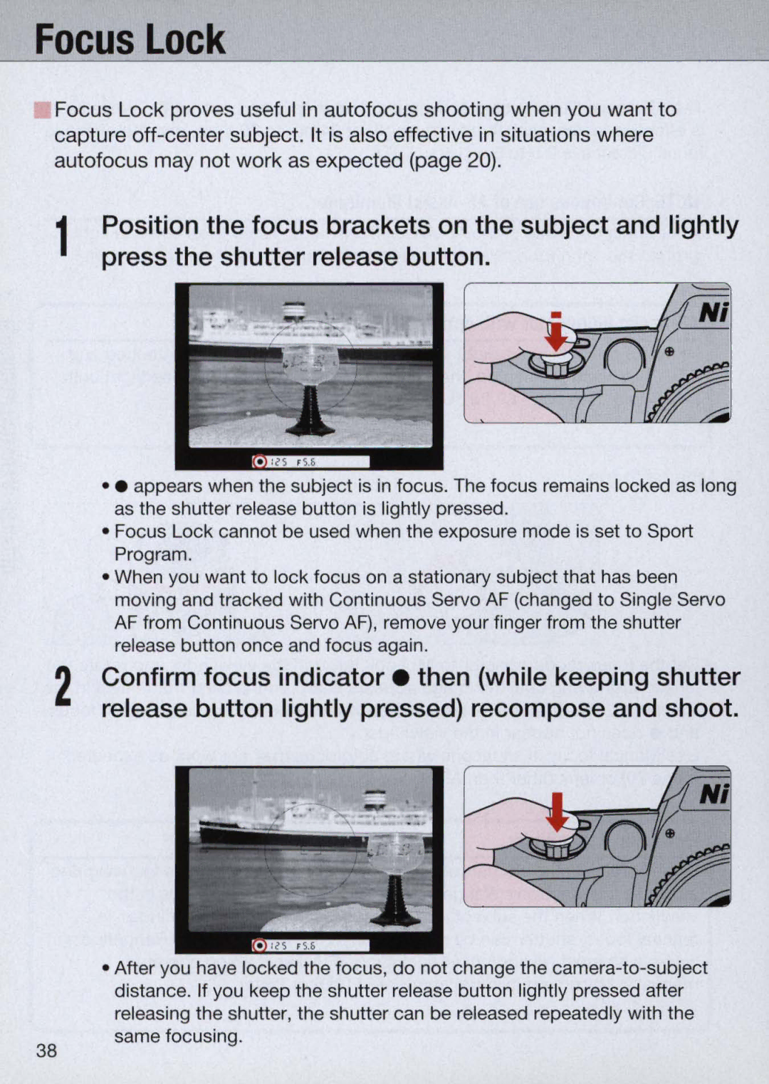 Nikon N60 instruction manual Focus Lock 