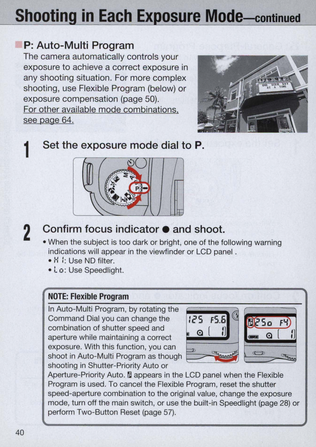 Nikon N60 instruction manual Auto-Multi Program, 125 