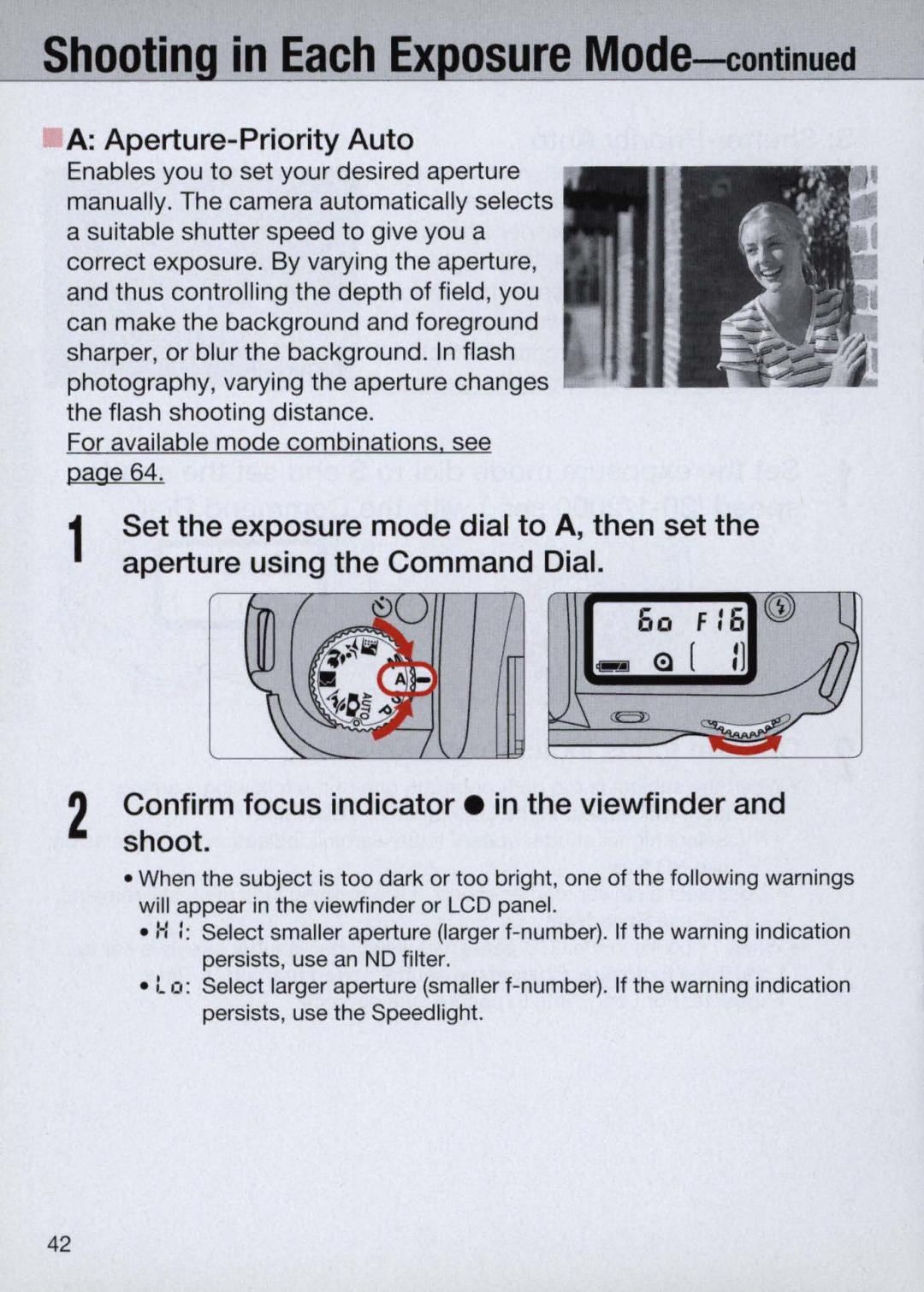 Nikon N60 instruction manual Aperture- Priority Auto 