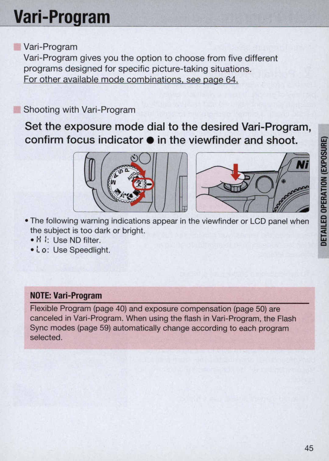 Nikon N60 instruction manual Vari-Pro ram 