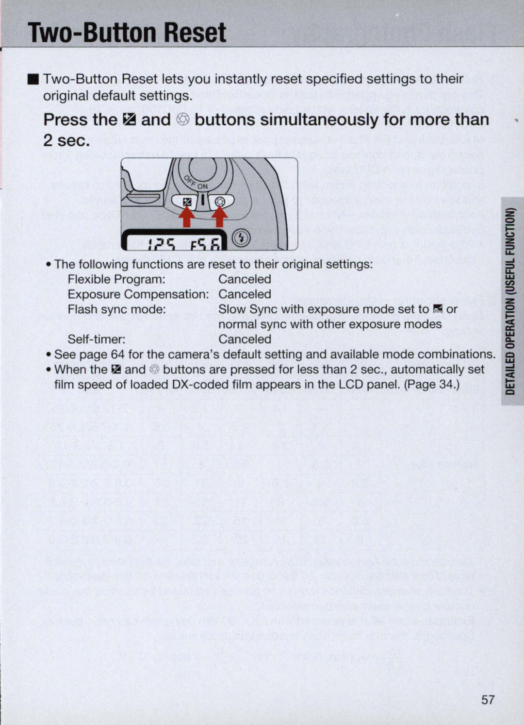 Nikon N60 instruction manual Two-Button Reset 