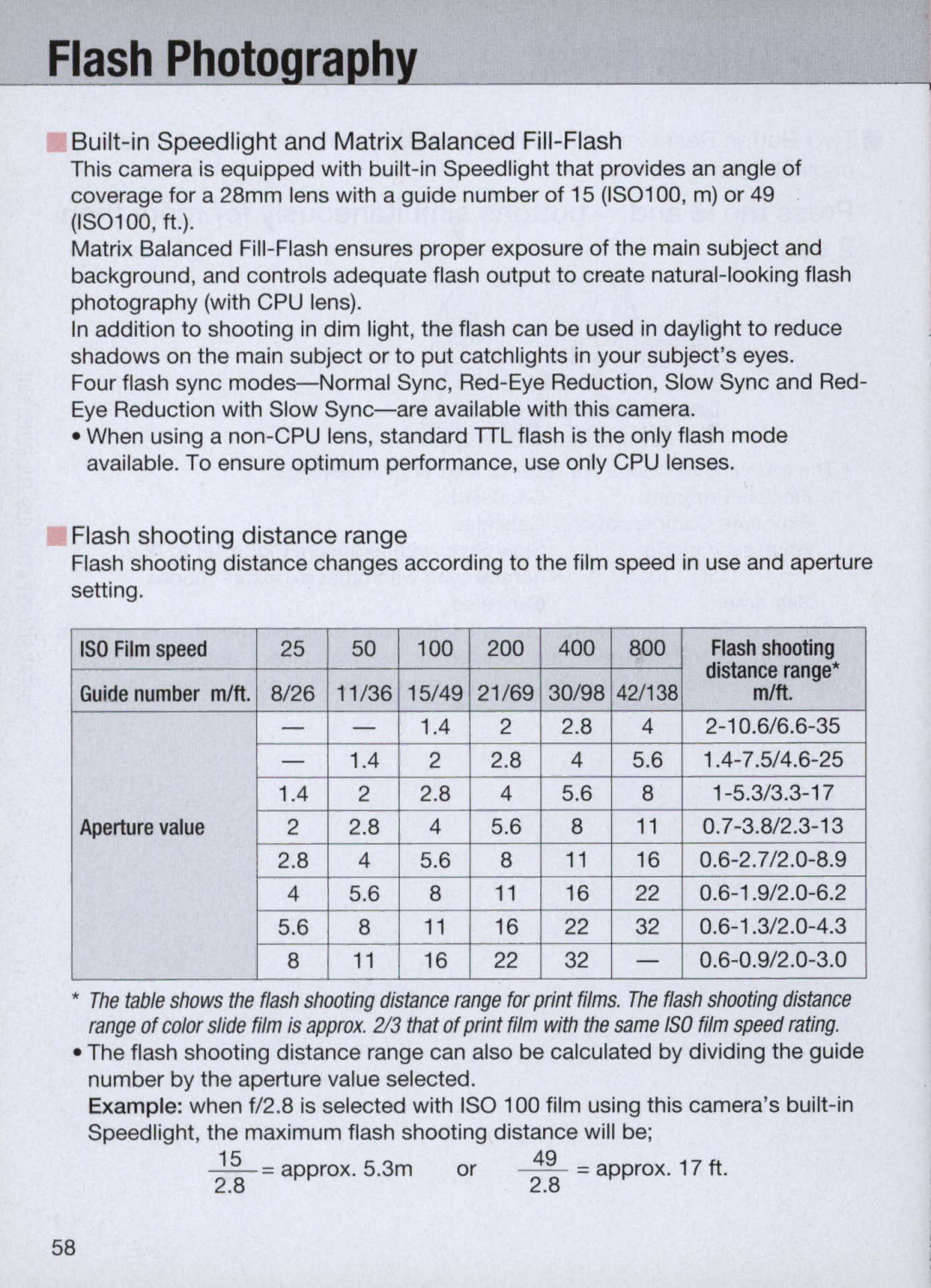 Nikon N60 instruction manual Flash Photo 