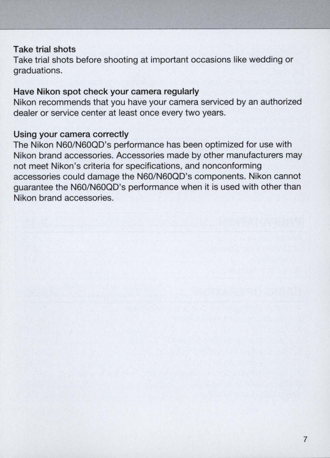 Nikon N60 instruction manual 