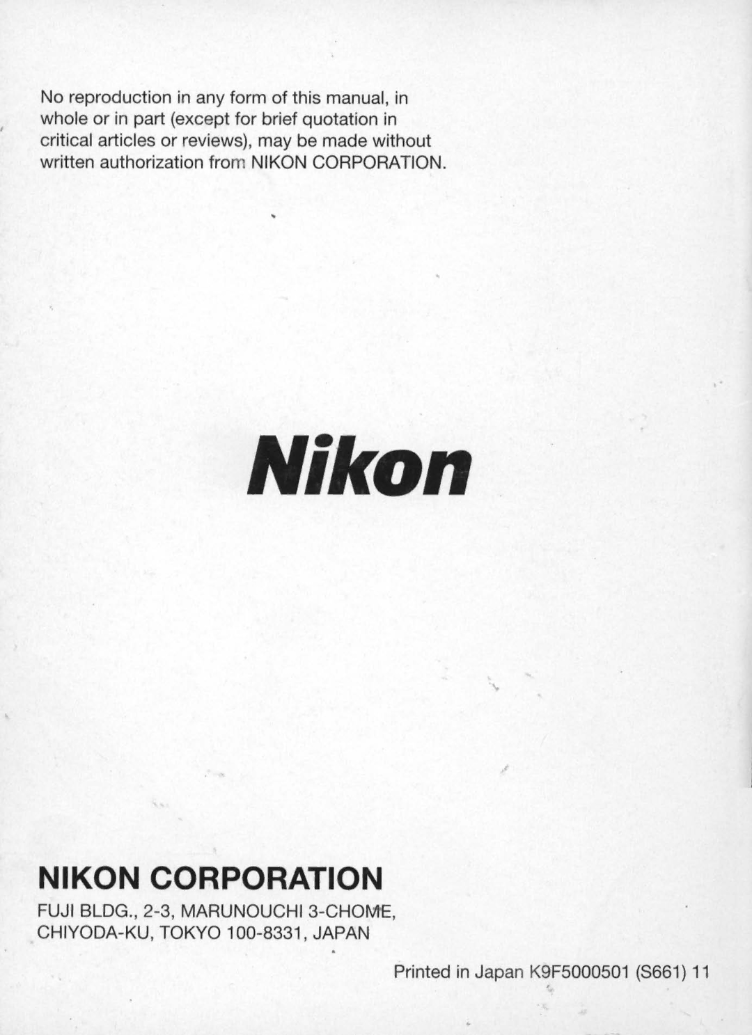 Nikon N60 instruction manual Nikon 