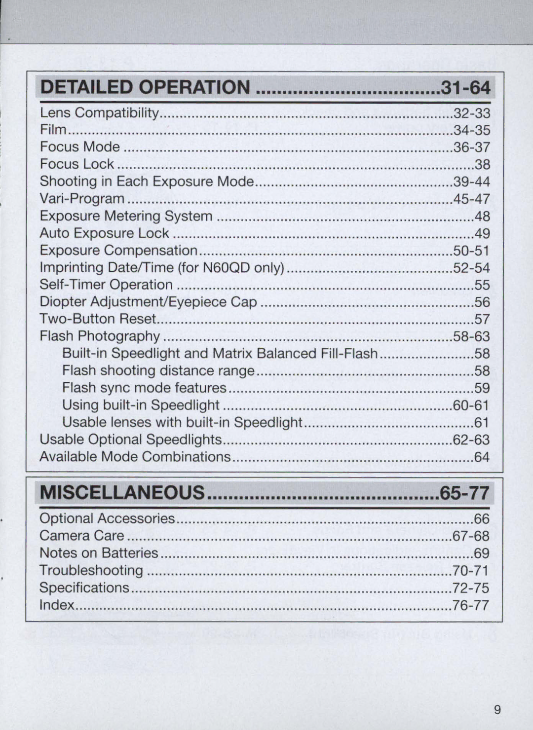 Nikon N60 instruction manual 65-77 