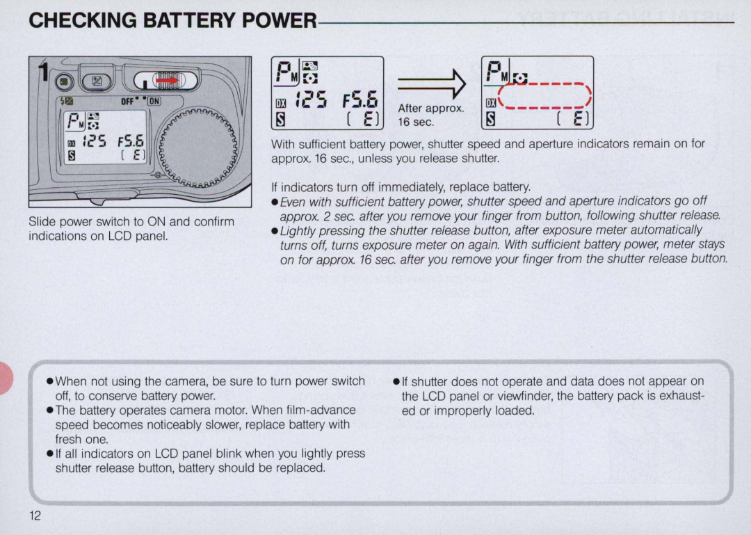 Nikon N6000 instruction manual Checking Battery Power, M r·~, FS.o, liD IeI, ===~ 