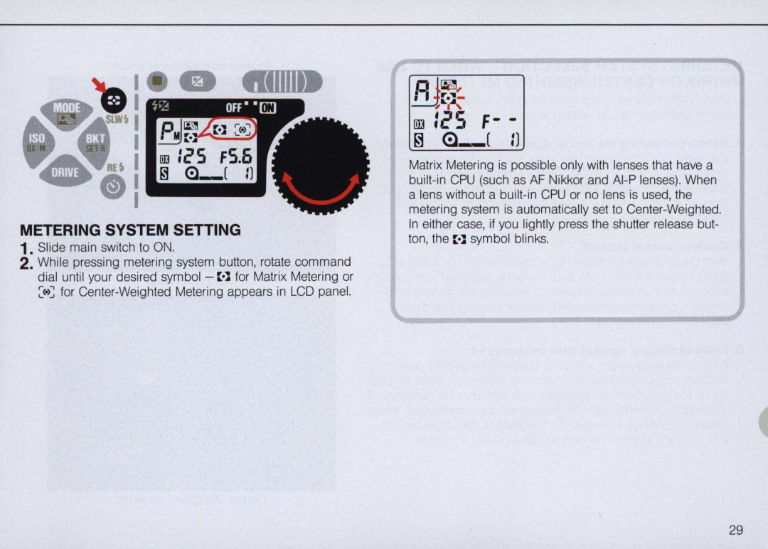Nikon N6000 instruction manual Metering System Setting 