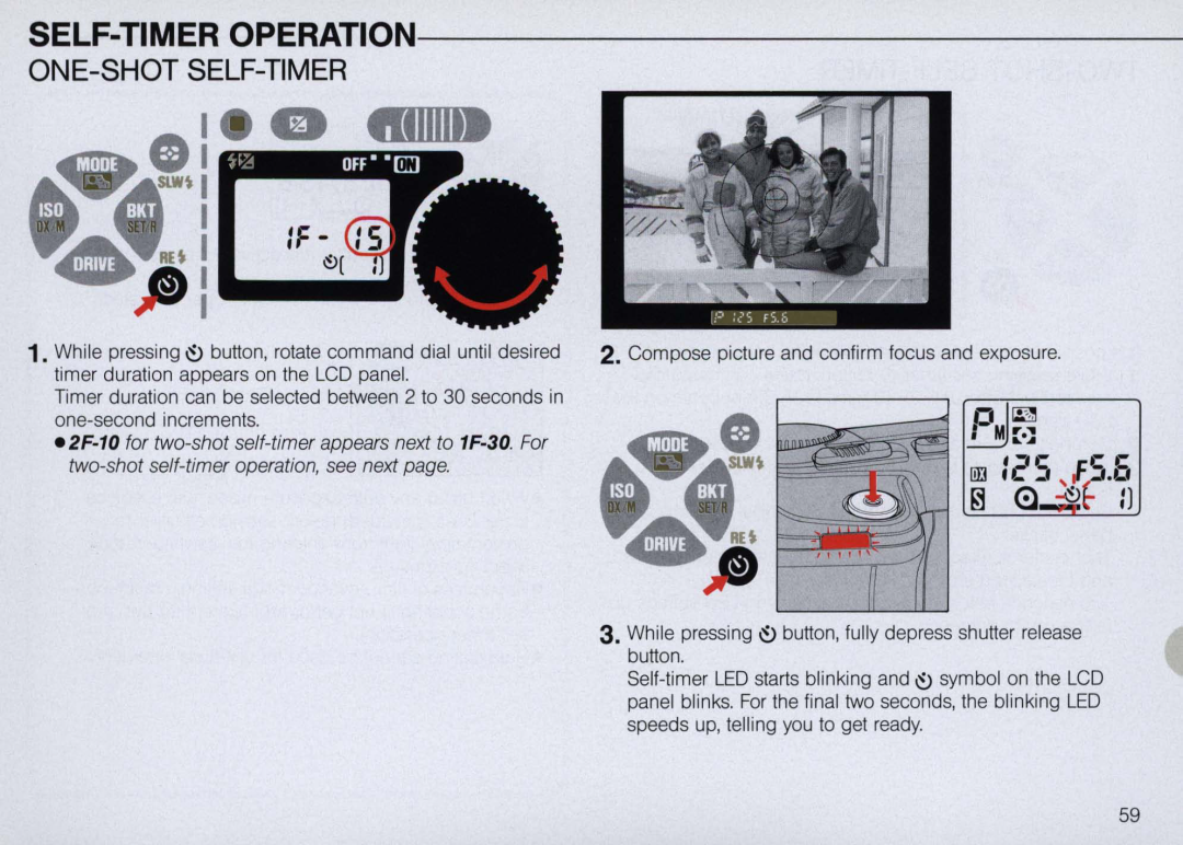 Nikon N6000 instruction manual Self-Timer Operation, One-Shot Self-Timer 