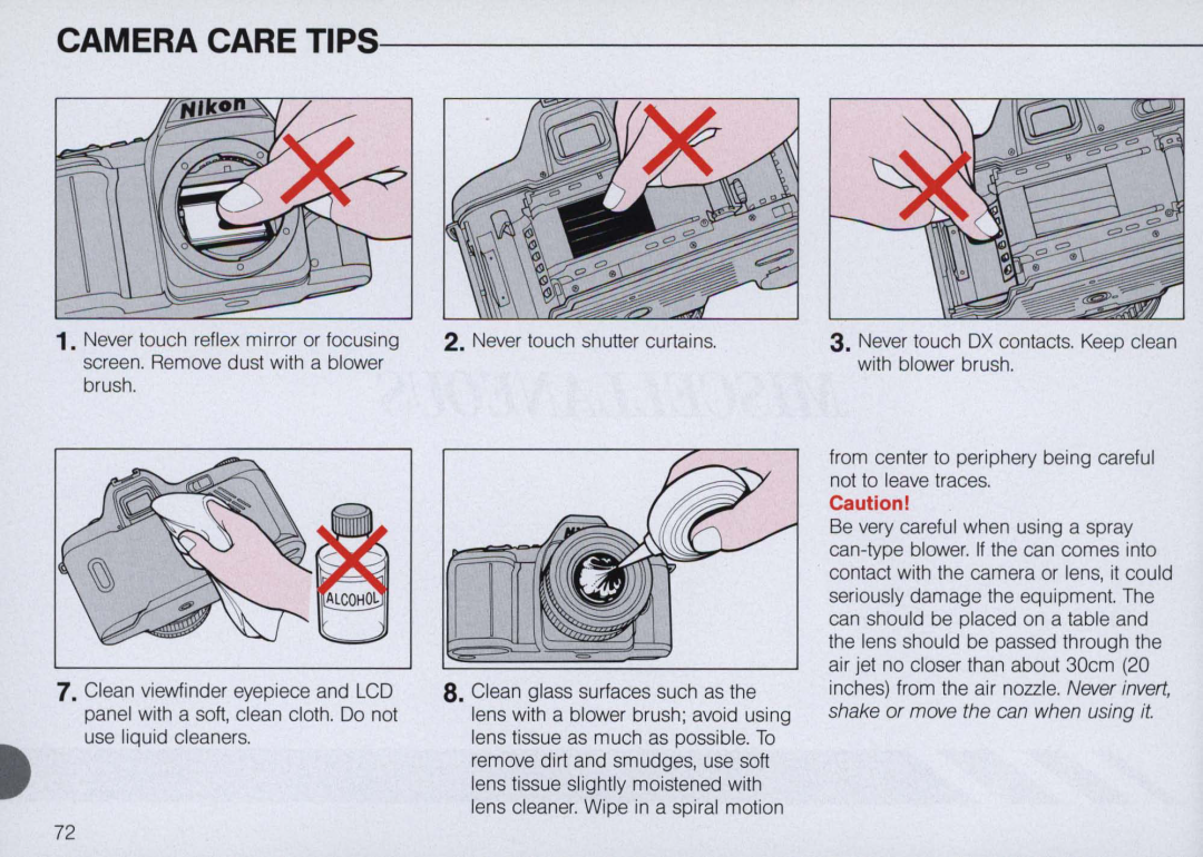 Nikon N6000 instruction manual Camera Care Tips 