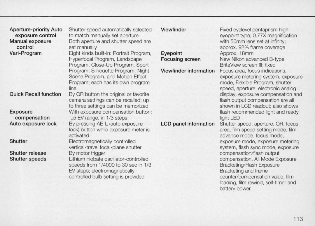 Nikon N70 instruction manual Eyepoint type O.77X magnification 