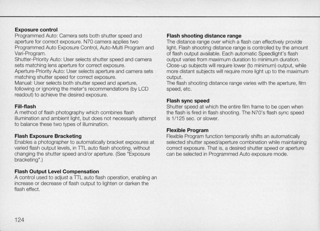 Nikon N70 instruction manual 124 