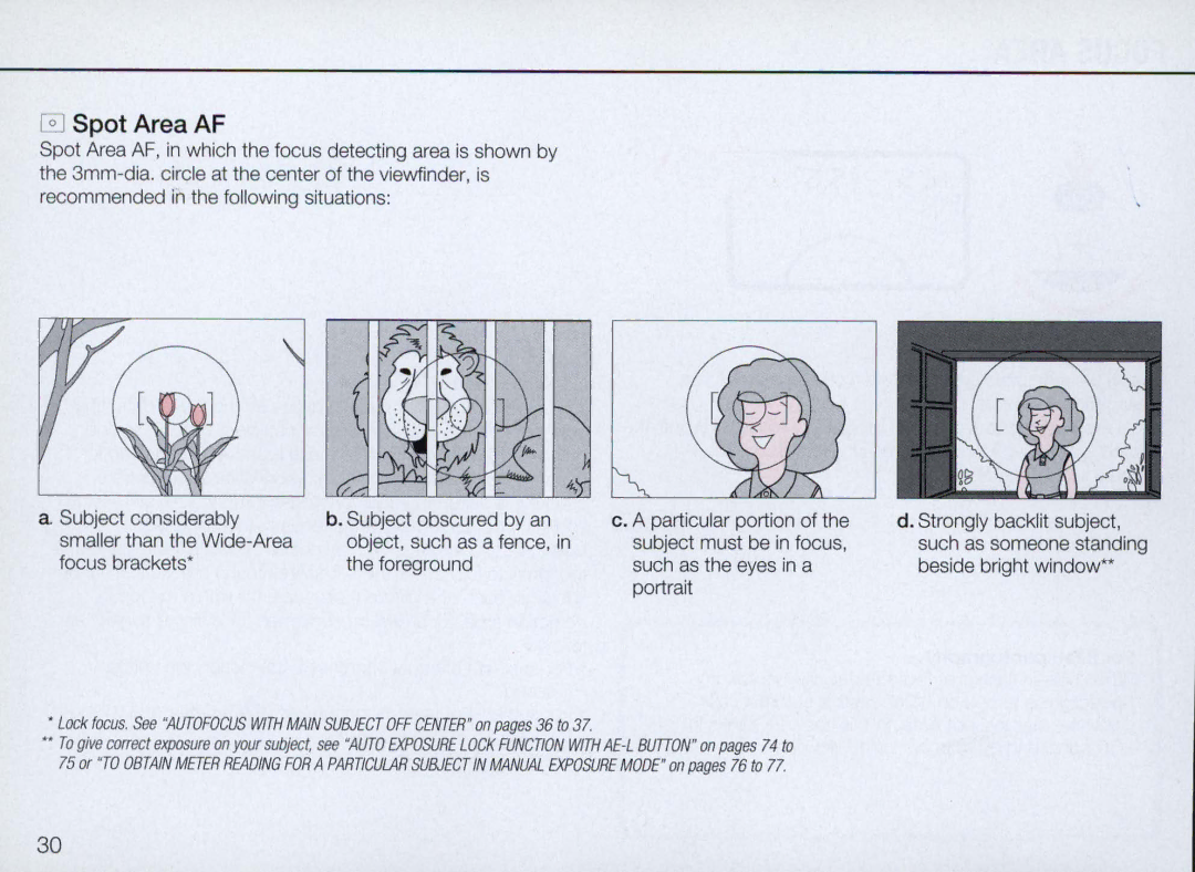 Nikon N70 instruction manual Spot Area AF 