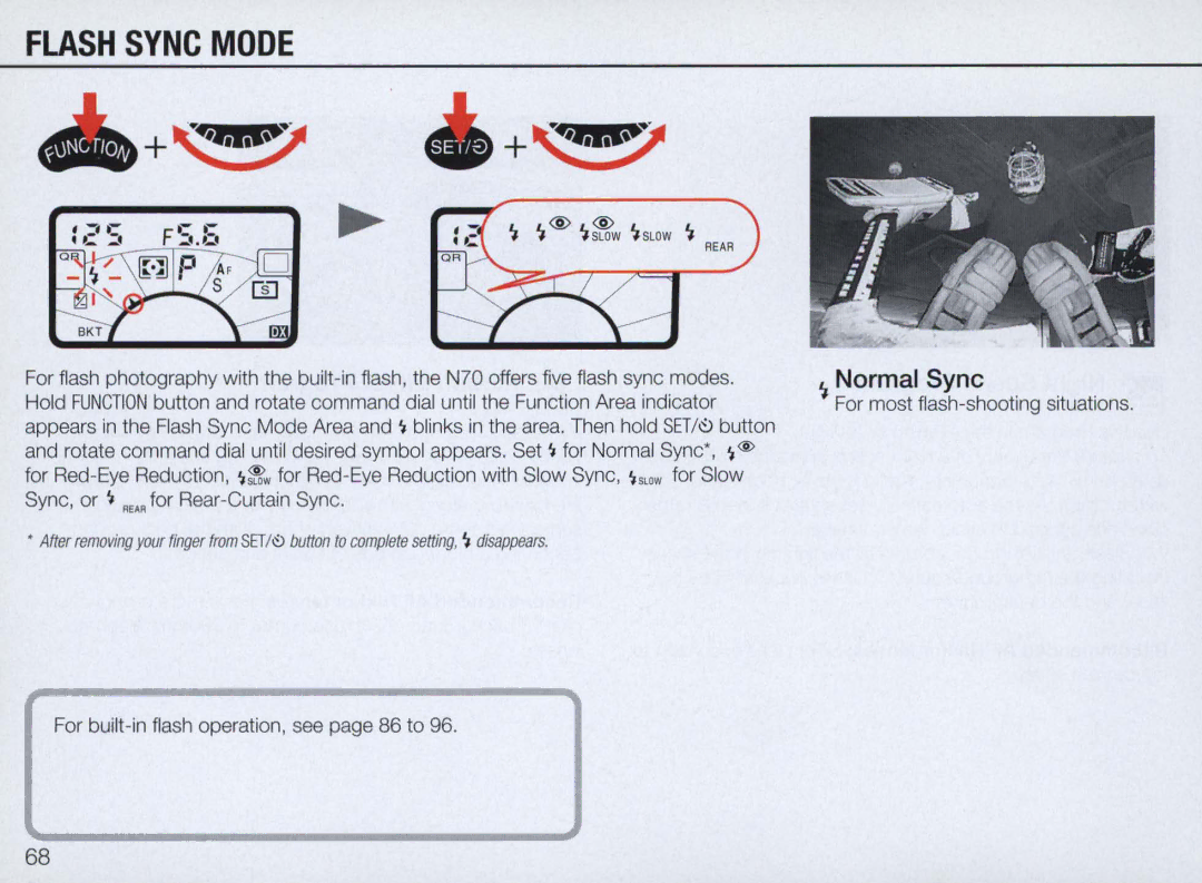 Nikon N70 instruction manual +!,.,!? +~,.,?, Flash Sync Mode 