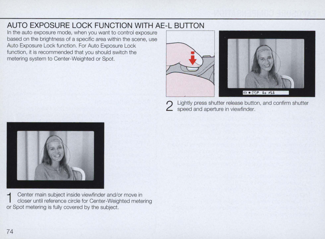 Nikon N70 instruction manual Auto Exposure Lock Function with AE-L Budon 