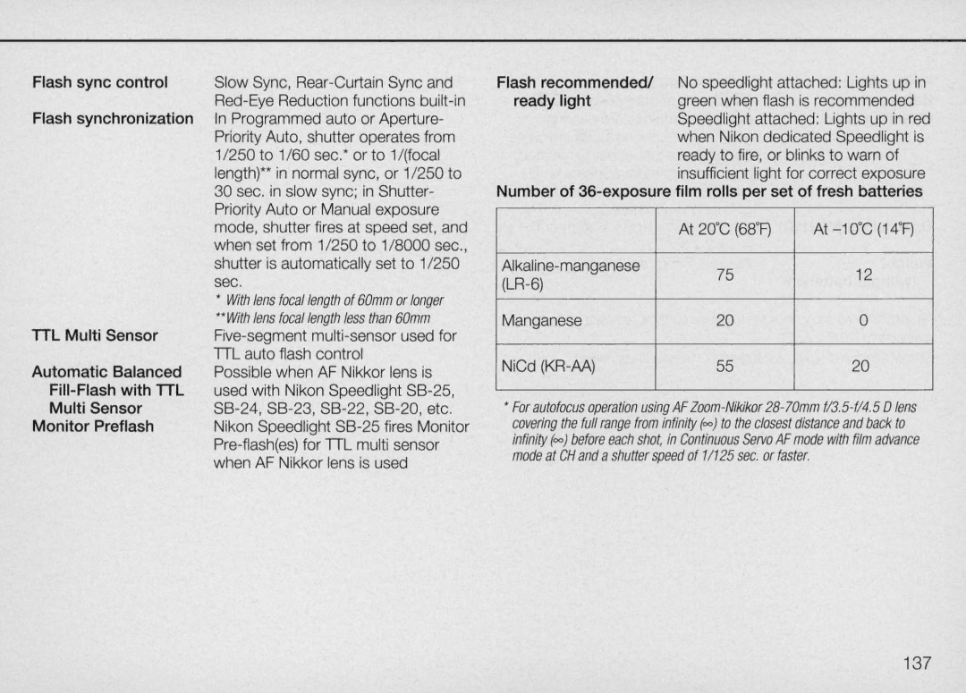 Nikon N90 instruction manual 137, Sec 