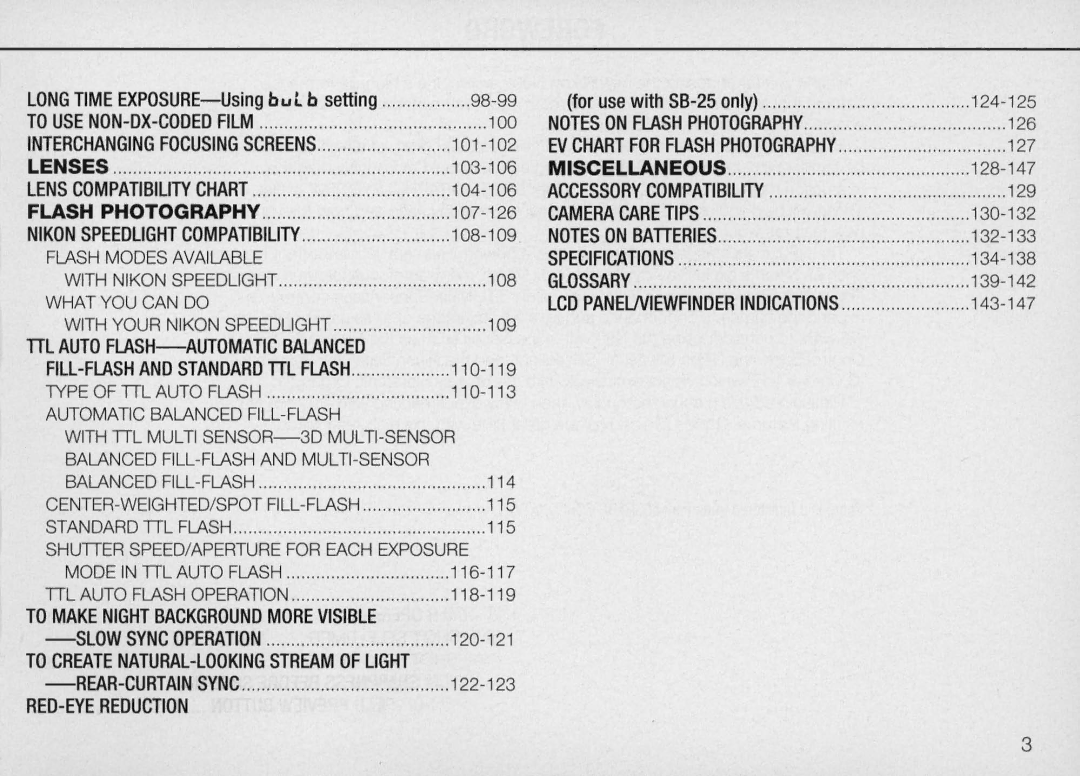 Nikon N90 instruction manual Flash Photography, 126 