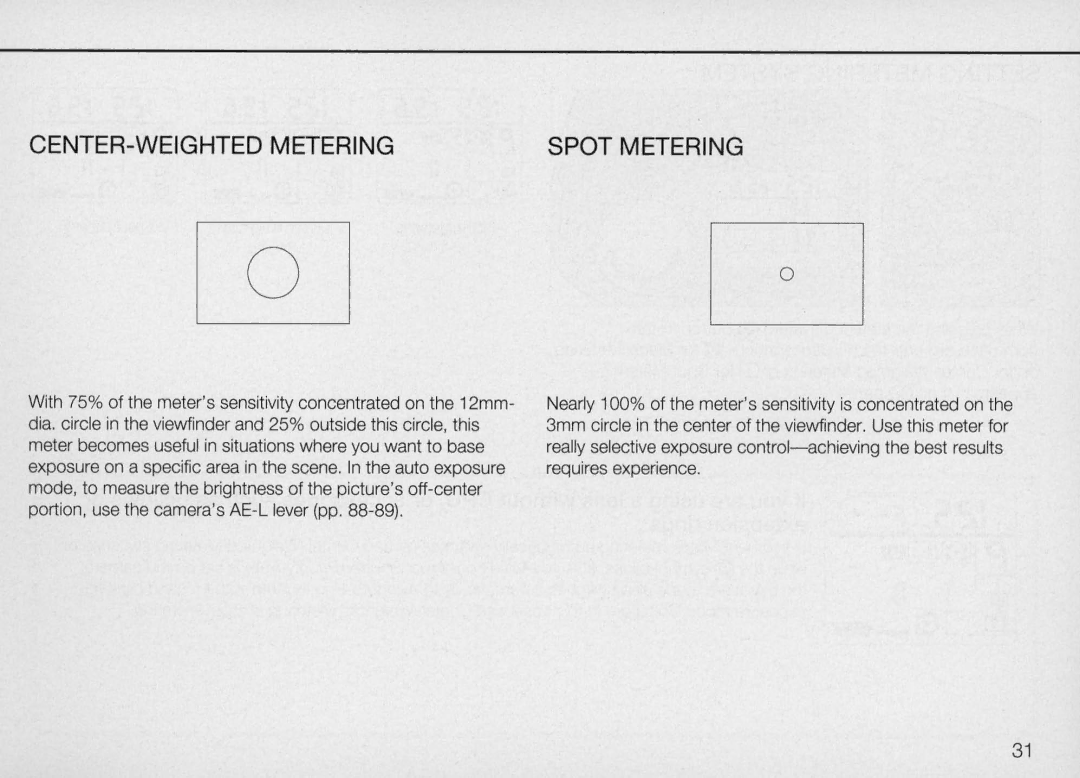 Nikon N90 instruction manual CENTER-WEIGHTED Metering Spot Metering 