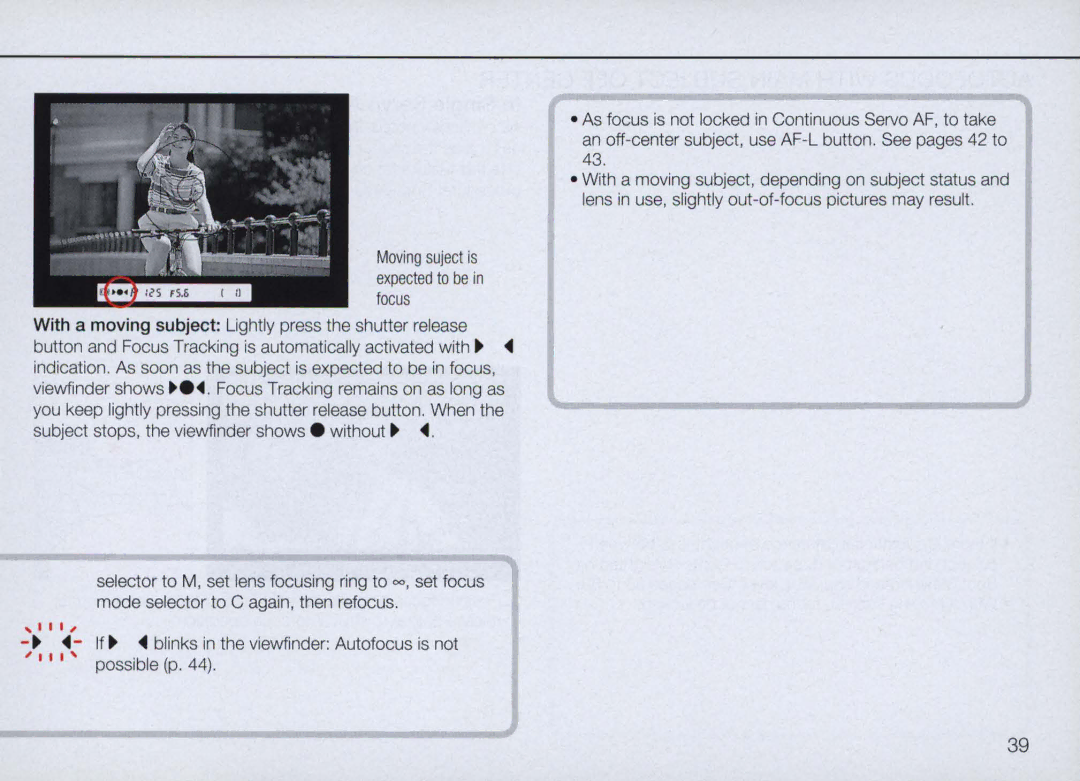 Nikon N90 instruction manual Moving suject is expected to be in focus 