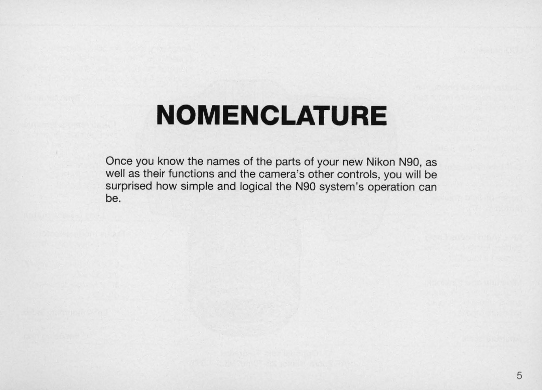 Nikon N90 instruction manual Nomenclature 