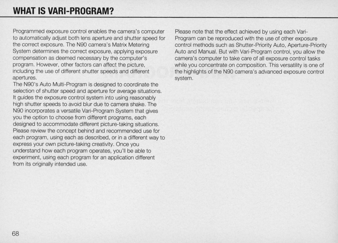 Nikon N90 instruction manual What is VARI-PROGRAM? 