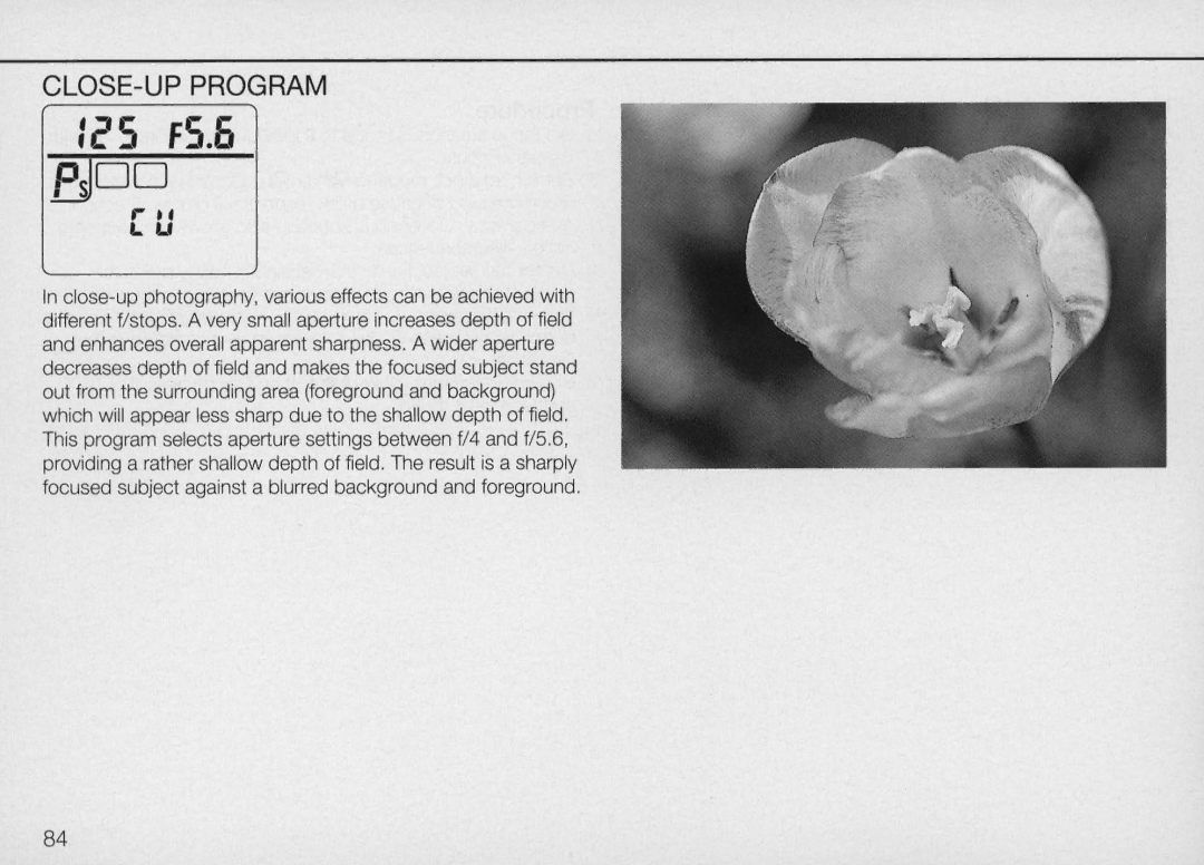 Nikon N90 instruction manual CLOSE-UP Program 