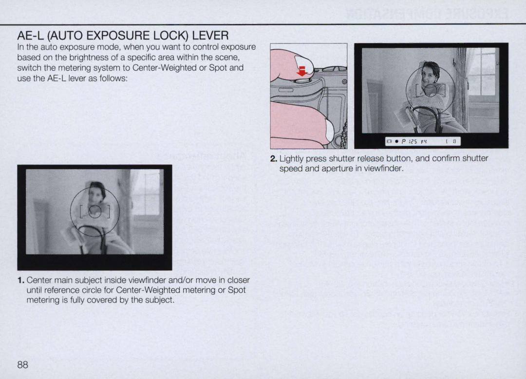 Nikon N90 instruction manual AE-L Auto Exposure Lock Lever 