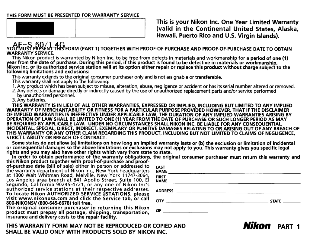 Nikon NIK2180 user manual Nikon Part 