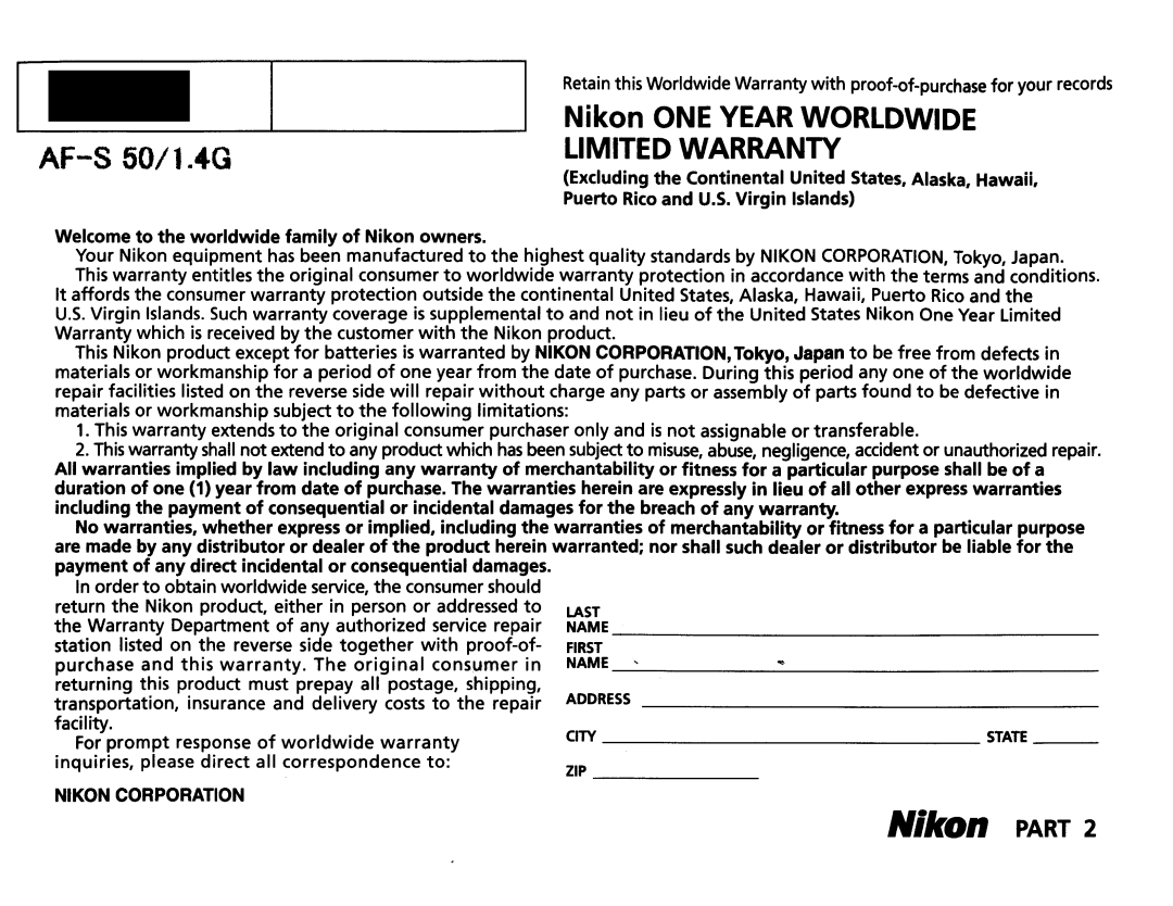 Nikon NIK2180 user manual Nikon Part 