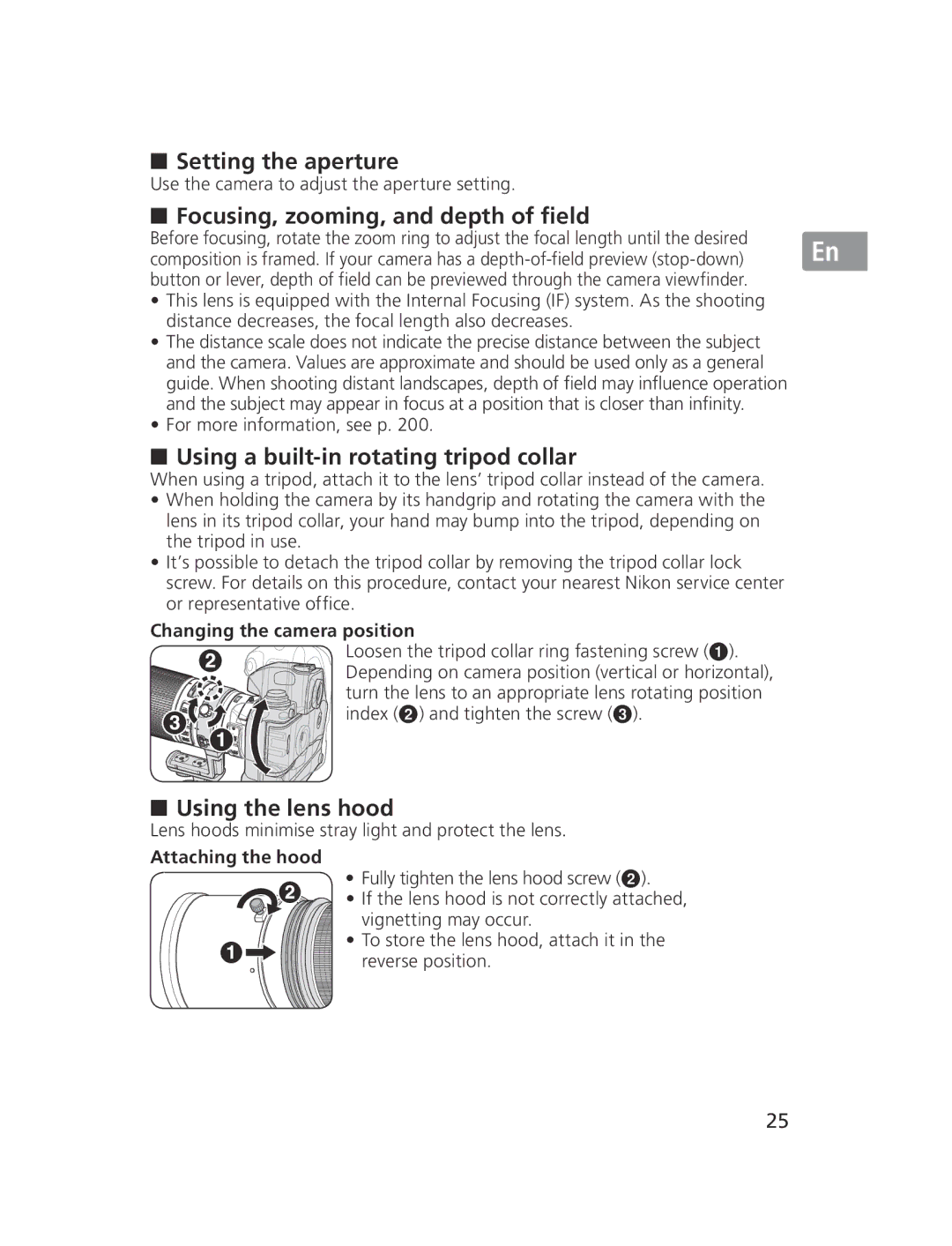 Nikon NIKKOR manual Setting the aperture 