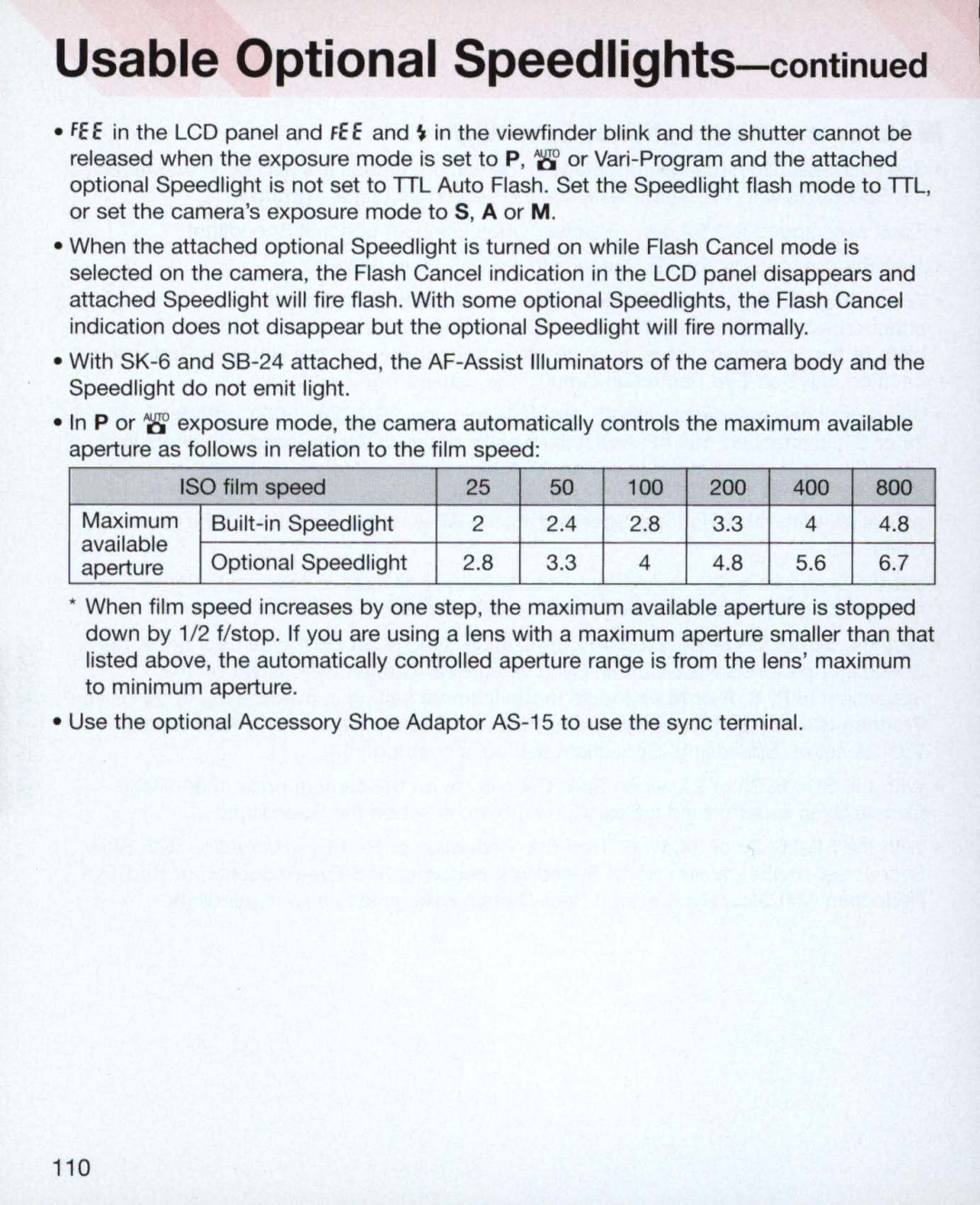 Nikon Nikon N75 instruction manual 100 200 400 800 Maximum 