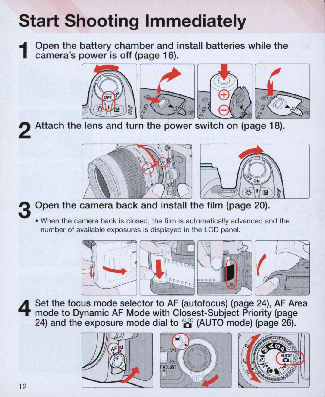 Nikon Nikon N75 instruction manual ~fl, Start Shooting Immediately 