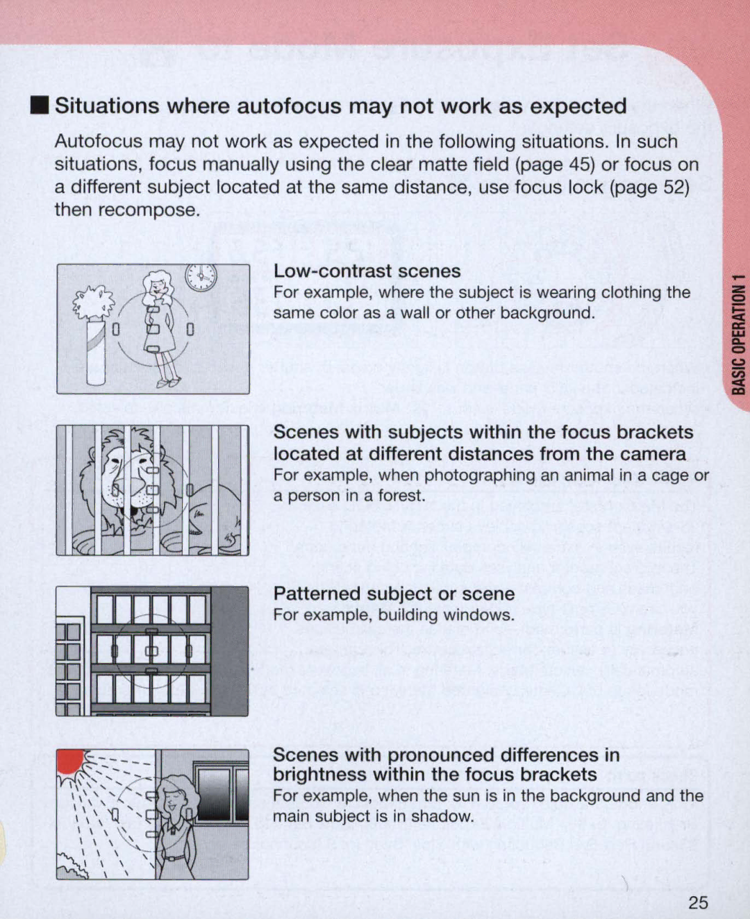 Nikon Nikon N75 instruction manual Situations where autofocus may not work as expected, For example, building windows 