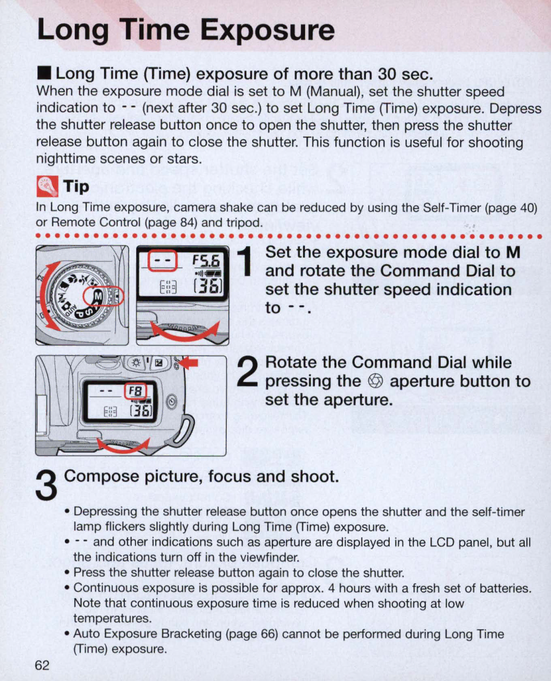 Nikon Nikon N75 instruction manual Long Time Exposure, Long Time Time exposure of more than 30 sec 