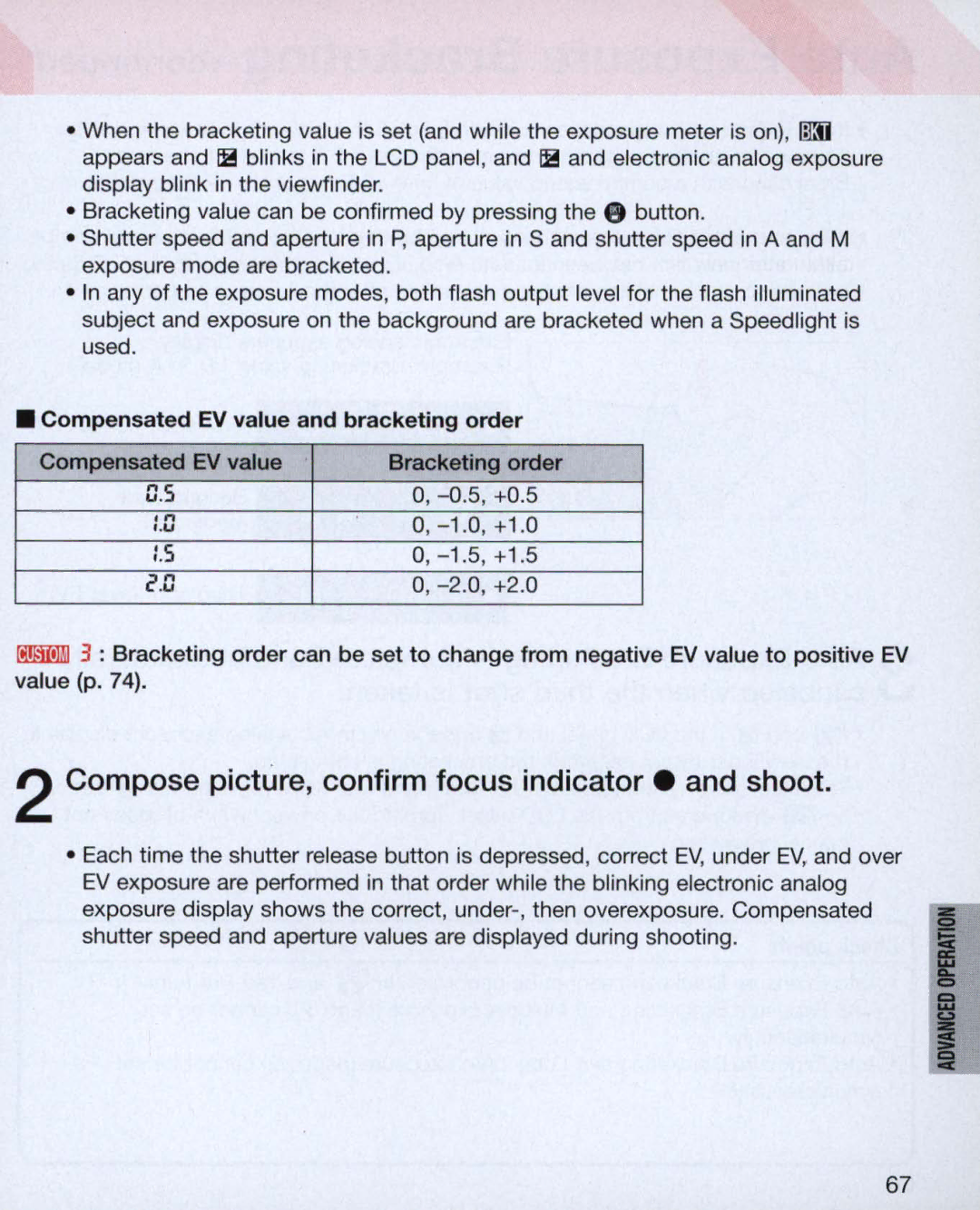 Nikon Nikon N75 instruction manual Bracketing order, IlIE 