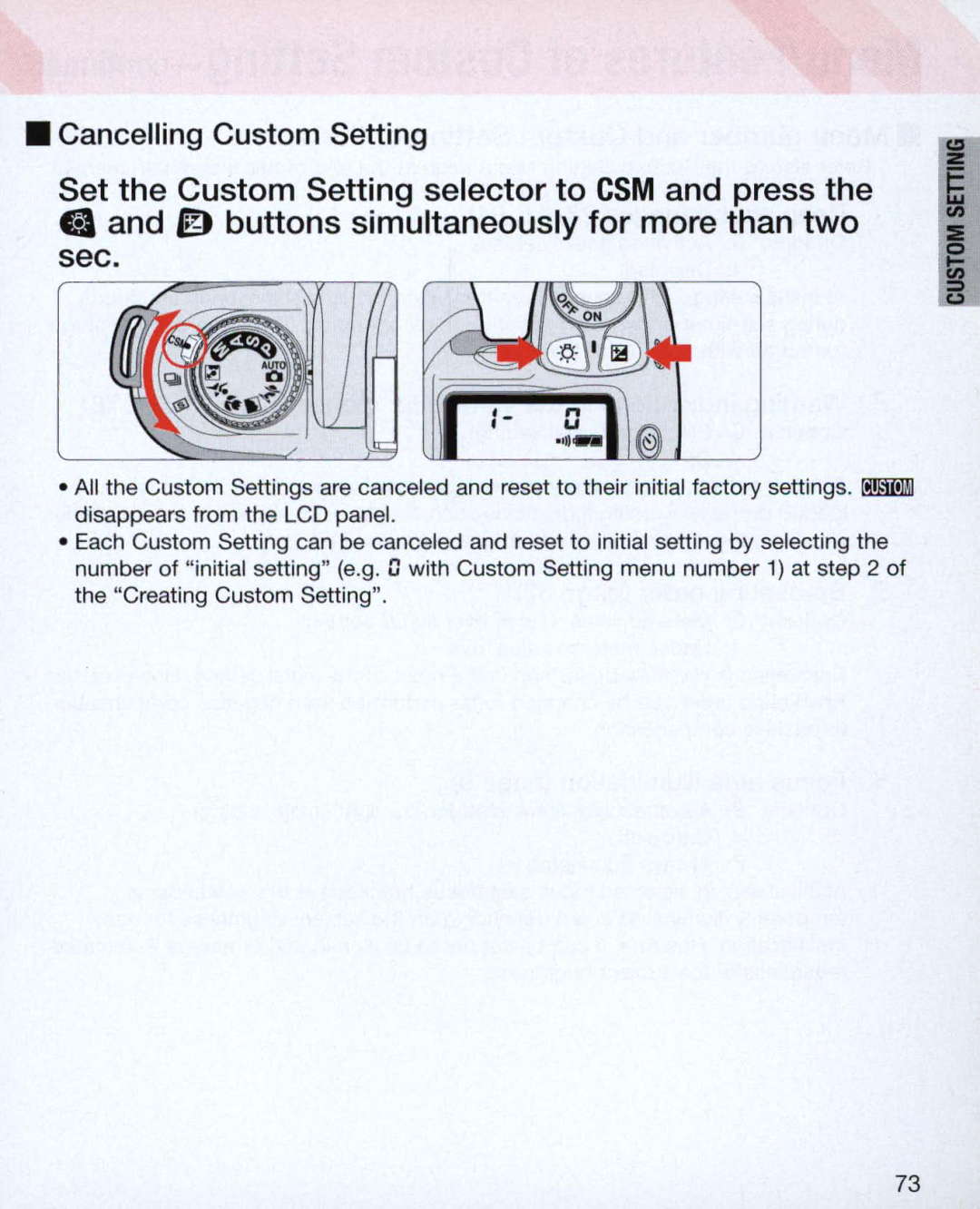 Nikon Nikon N75 instruction manual Cancelling Custom Setting 