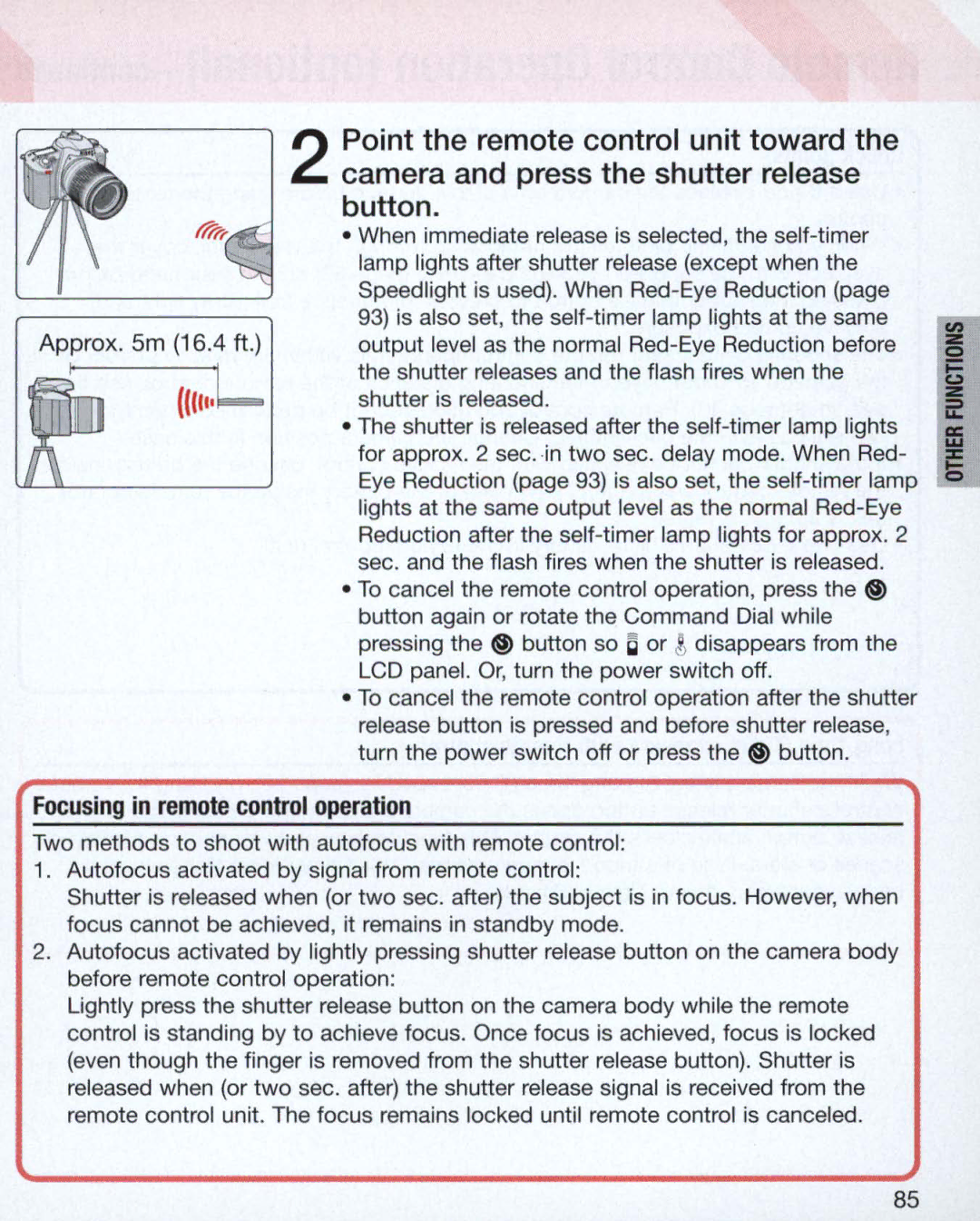 Nikon Nikon N75 instruction manual Focusing in remote control operation 