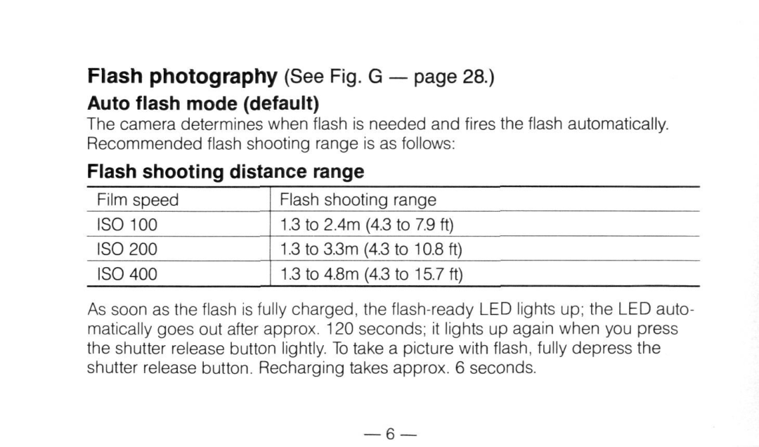 Nikon Not available instruction manual Flash photography See Fig. G Auto flash mode default 