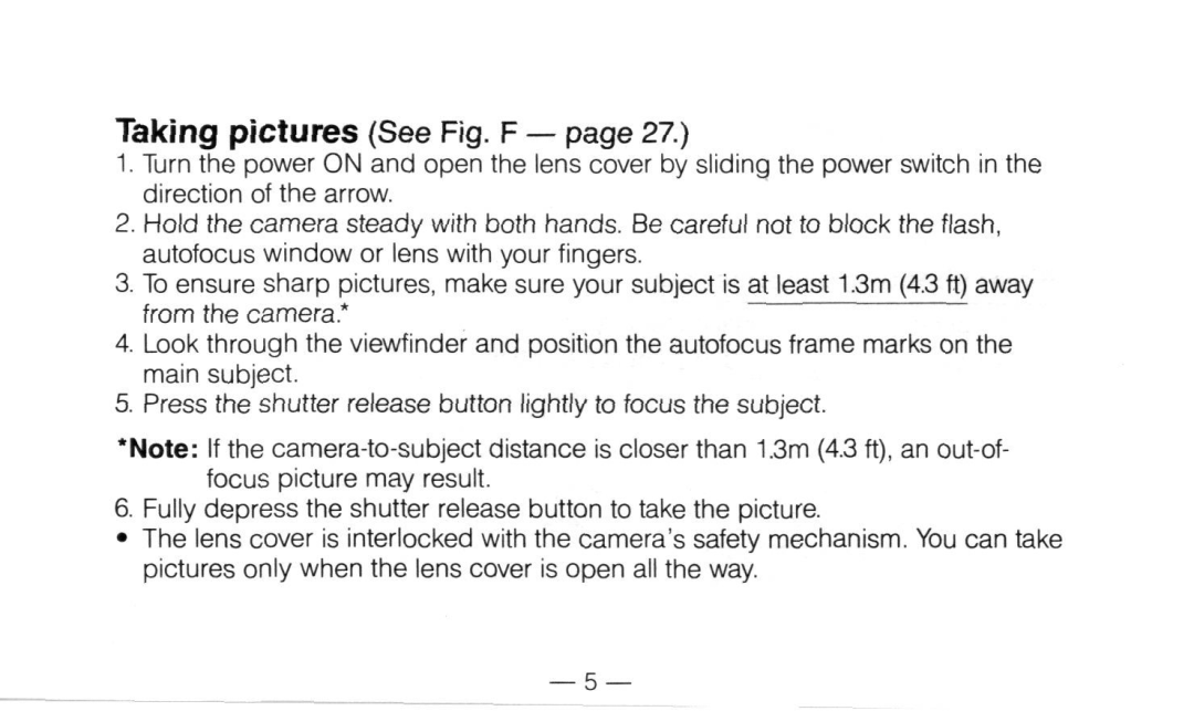 Nikon Not available instruction manual Taking pictures See Fig. F 